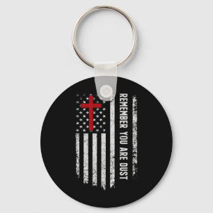 Porte-clés Drapeau Usa Croix Rappelle-Toi Que Tu Es Cendre Me