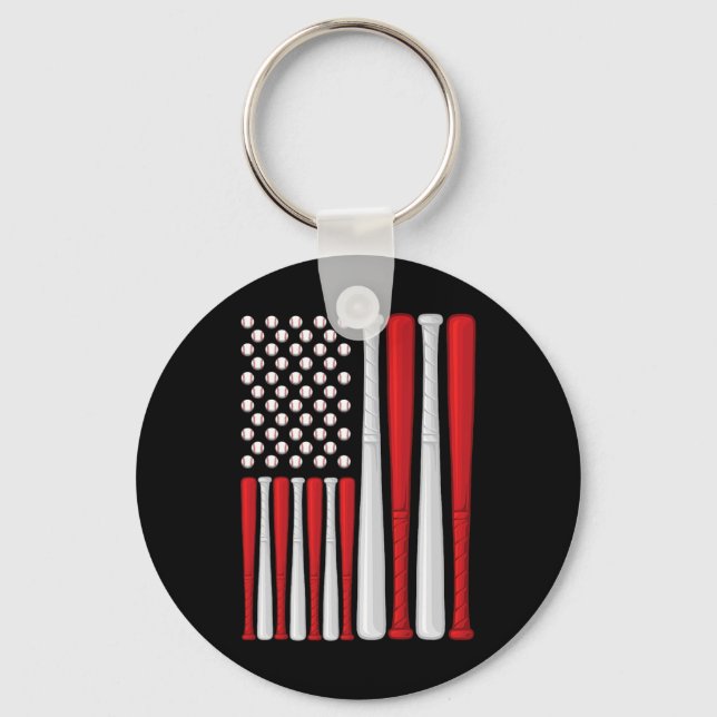 Porte-clés Drapeau Usa - Drapeau de baseball américain - Base (Recto)