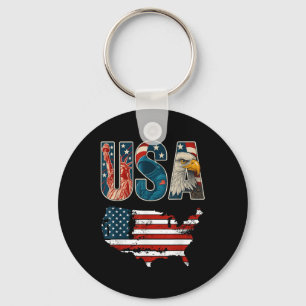 Porte-clés Drapeau Usa États-Unis Patriotique 4 Juillet Améri