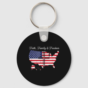 Porte-clés Drapeau USA Liberté Famille Foi 4 juillet