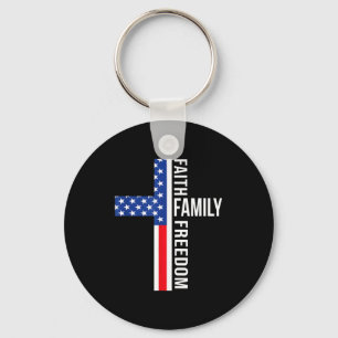 Porte-clés Drapeau Usa Vintage Foi Famille Dom Patriotique Ch