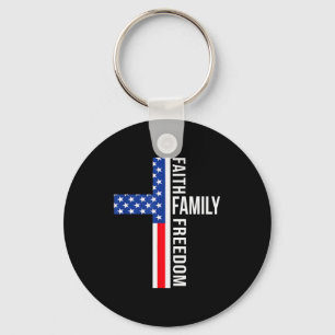 Porte-clés Drapeau Usa Vintage Foi Famille Liberté Patriotiqu