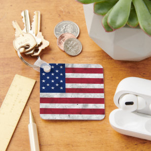 Porte-clés Drapeau USA vintage rouge blanc bleu patriotique a