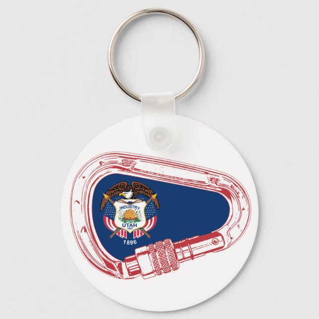 Porte-clés Drapeau Utah Escalade carabiner (Recto)