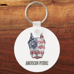 Porte-clés Drapeau Vintage américain Pitbull Terrier Bully Ch