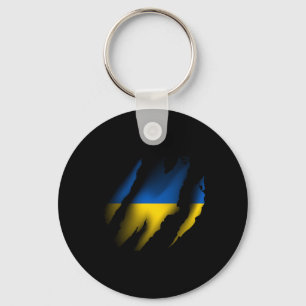 Porte-clés Drapeau vintage de l'Ukraine avec griffe de tigre 