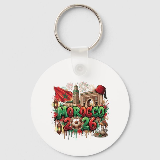 Porte-clés Drapeau Vintage Marocain Africain Maroc (Recto)