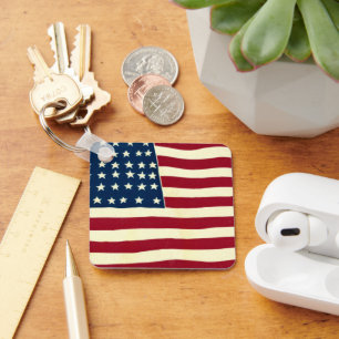 Porte-clés Drapeau vintage patriotique américain, le 4 juille