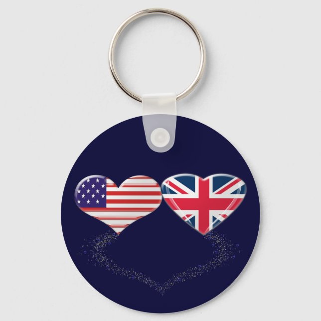 Porte-clés Drapeaux cardiaques et ruban en osier britanniques (Recto)