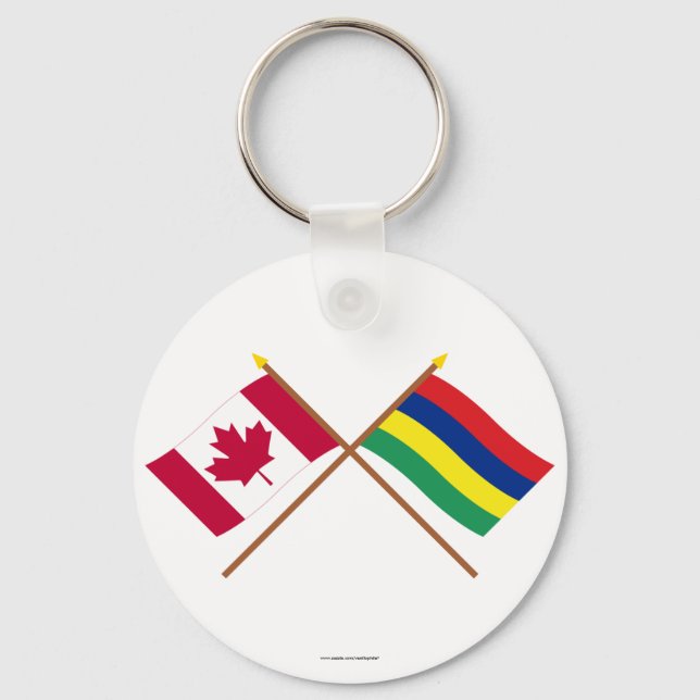Porte-clés Drapeaux croisés Canada et Maurice (Recto)