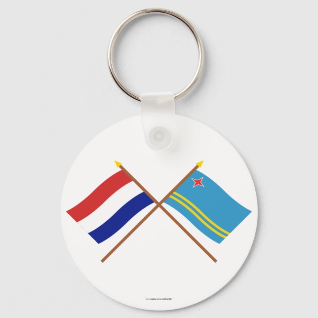 Porte-clés Drapeaux croisés de Hollande et d'Aruba (Recto)