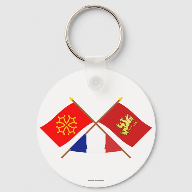 Porte-clés Drapeaux croisés de Midi-Pyrénées et d'Aveyron (Recto)