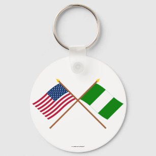 Porte-clés Drapeaux croisés des États-Unis et du Nigeria