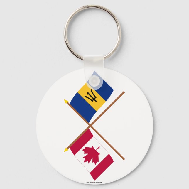 Porte-clés Drapeaux croisés du Canada et de la Barbade (Recto)