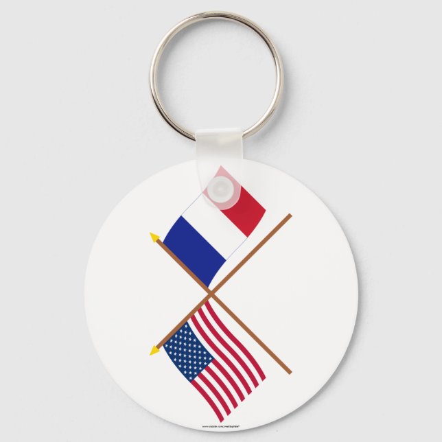 Porte-clés Drapeaux croisés États-Unis et France (Recto)