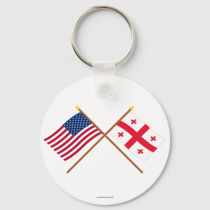 Porte-clés Drapeaux croisés par République des USA et de la