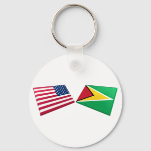 Porte-clés Drapeaux des USA et de la Guyane