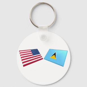 Porte-clés Drapeaux des USA et du St Lucia