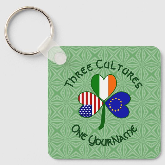Porte-clés Drapeaux Union européenne Irlande Américain Trèfle (Recto)