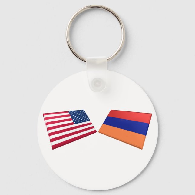 Porte-clés Drapeaux US et Arménie (Recto)