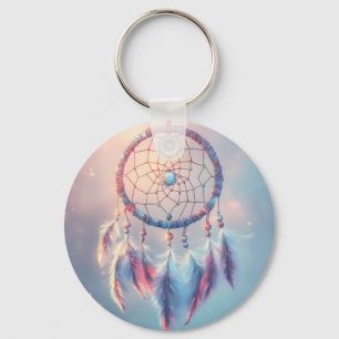 Porte-clés Dream Catcher avec des plumes et des perles douces