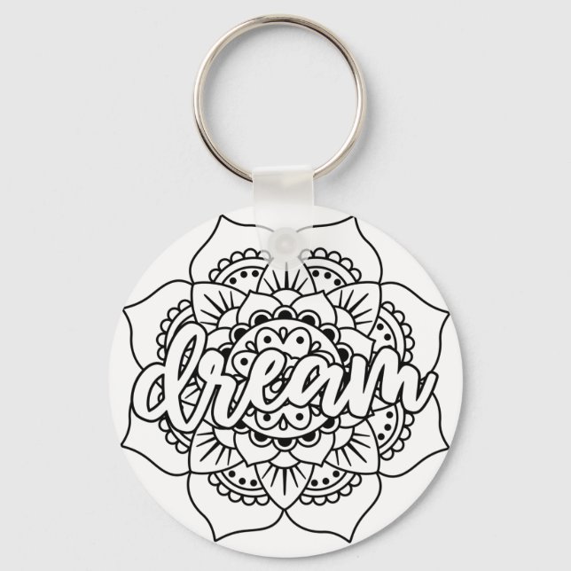 Porte-clés Dream Mandala noir & blanc (Recto)