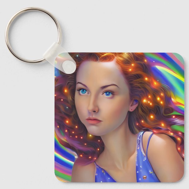 Porte-clés Dreamy Girl with Rainbow Lights (Recto)