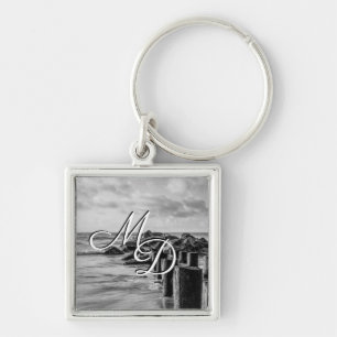 Porte-clés Dreamy Jettie Grayscale Monogram Keychain