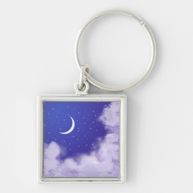 Porte-clés Dreamy Night Sky with Crescent Moon (Devant)