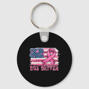Porte-clés Driver American Flag Pink Ribbon Cancer du sein Aw