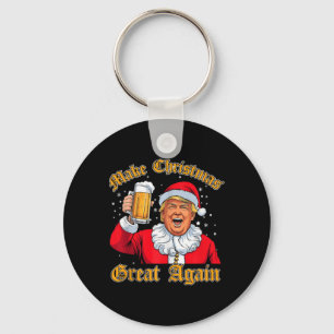 Porte-clés Drôle 2024 Noël Trump Boire Bière Trump Père Noël