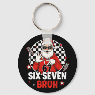Porte-clés Drôle 67 Meme Six Sept Noël Bruh Santa Enfants