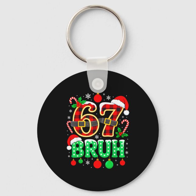 Porte-clés Drôle 67 Six Sept Bruh Mème Noël Pyjama Fami (Recto)
