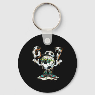 Porte-clés Drôle 6 7 Six Sept 67 Ballon de Foot Meme Glaçage