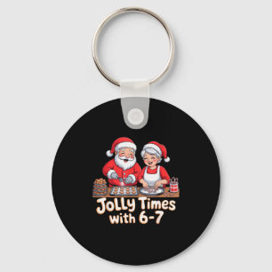 Porte-clés Drôle 6 7 Six Sept Mème Noël Père Noël Femme