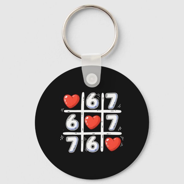Porte-clés Drôle 6 7 Tic Tac Toe Cœur 67 Saint-Valentin Mème  (Recto)