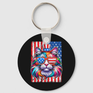 Porte-clés Drôle American Chat Lunettes de soleil Usa Drapeau