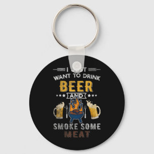 Porte-clés Drôle Barbecue Chef Bière fumée Viande Lover Citat