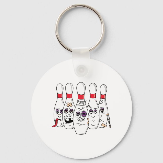 Porte-clés Drôle Beat Up Bowling Pins (Recto)