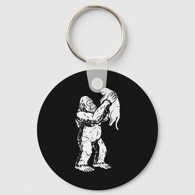 Porte-clés Drôle Bigfoot Chat Sasquatch Kitty Mignon Saint-Va (Recto)