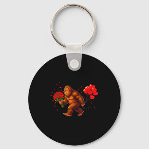 Porte-clés Drôle Bigfoot Saint-Valentin Cœur Sasquatch Rétro