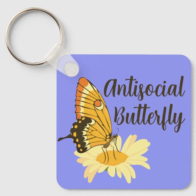 Porte-clés Drôle cadeau pour Introvert Antisocial Butterfly (Recto)