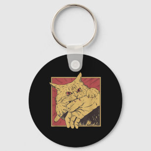 Porte-clés Drôle Cat Graphic Tee Japonais Anime Cat Bite