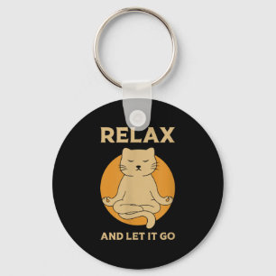 Porte-clés Drôle Cat Graphic Yoga Zen méditation