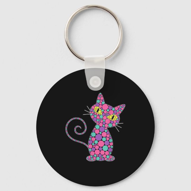 Porte-clés Drôle Chat Kitten Amateurs Polka Dot Happy Dot Day (Recto)