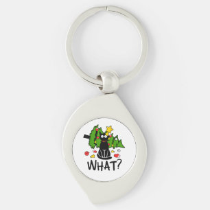 Porte-clés Drôle Chat Noir Arbre de Noël Joyeux Santa Humour 