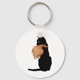 Porte-clés Drôle Chat Noir Lady Kamala Avec Les Cheveux Trump
