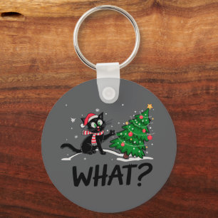 Porte-clés Drôle Chat Noir Poussant Arbre De Noël Chat Quoi ?