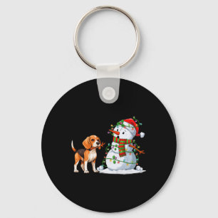 Porte-clés Drôle chien Beagle Snowman feux de Noël Xma