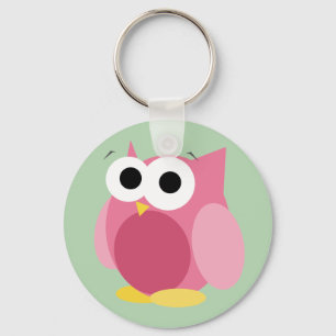 Porte-clés Drôle Chouette rose - Porte - clé vert